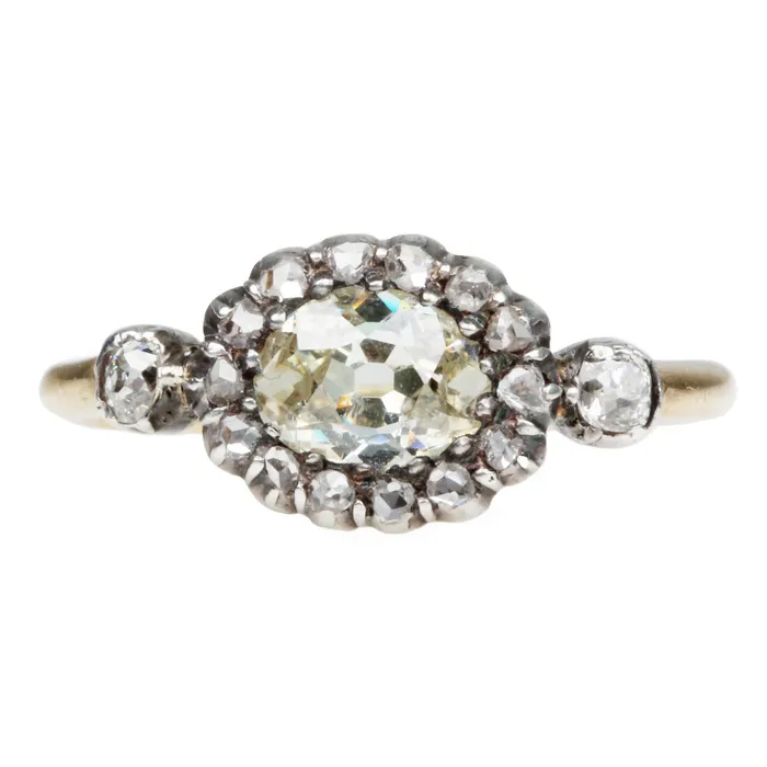 Bell Bird Antiques 19th Century Moval Diamond Cluster Ring Rings