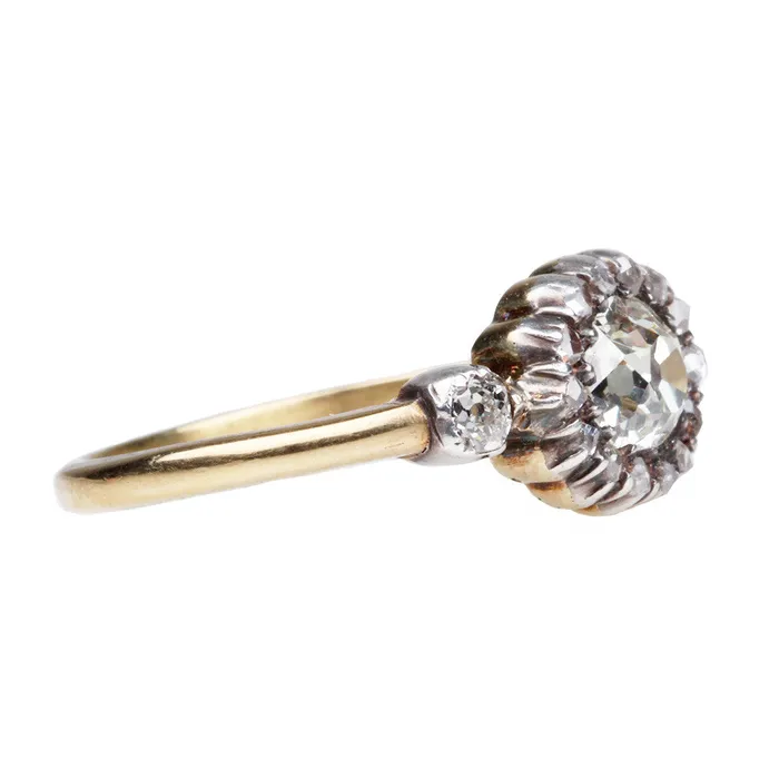 Bell Bird Antiques 19th Century Moval Diamond Cluster Ring Rings
