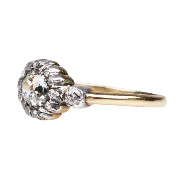 Bell Bird Antiques 19th Century Moval Diamond Cluster Ring Rings
