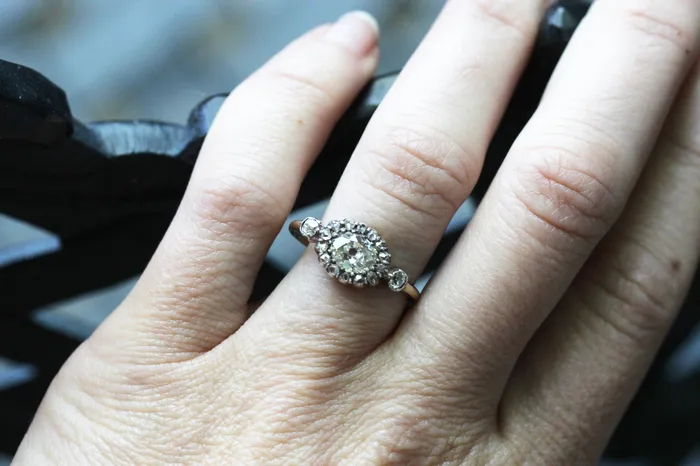 Bell Bird Antiques 19th Century Moval Diamond Cluster Ring Rings