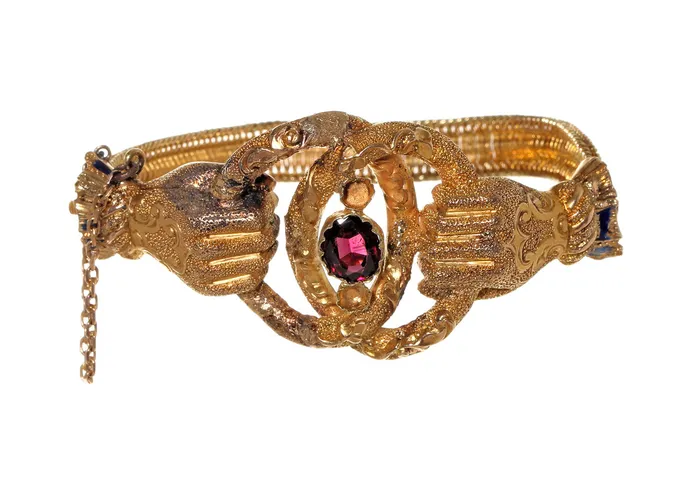 Bell Bird Antiques Bracelets Victorian Clasped Hands Gold Bracelet
