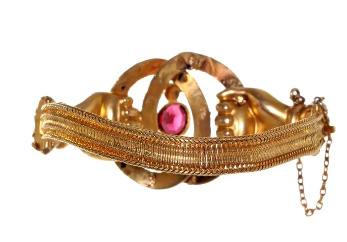 Bell Bird Antiques Bracelets Victorian Clasped Hands Gold Bracelet