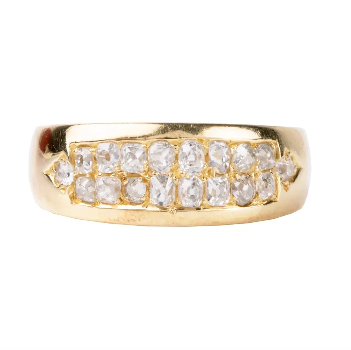 Bell Bird Antiques Rings Antique old mine cut diamond double row ring