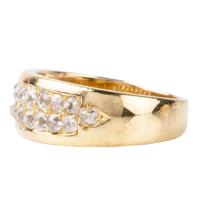 Bell Bird Antiques Rings Antique old mine cut diamond double row ring