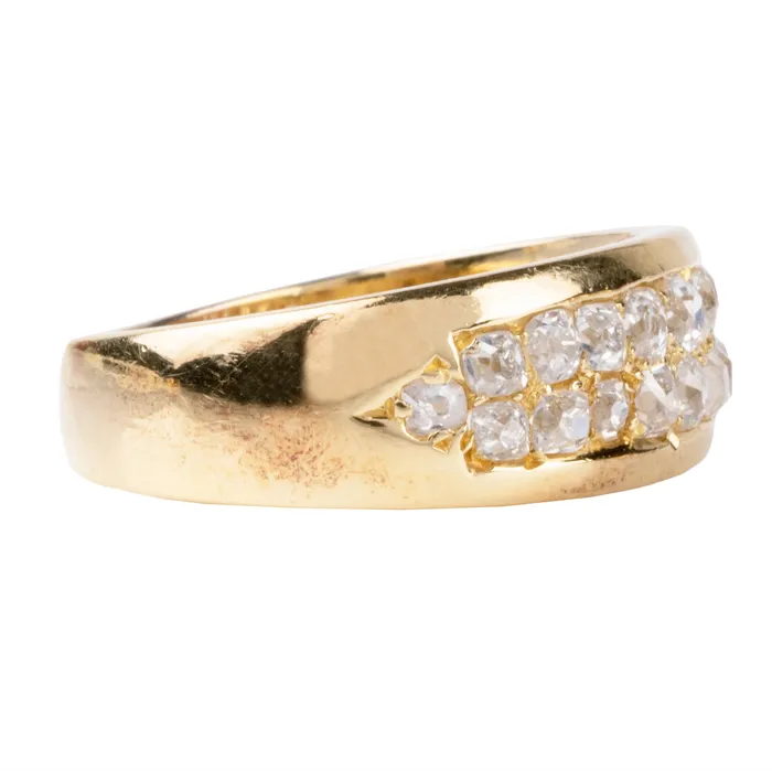 Bell Bird Antiques Rings Antique old mine cut diamond double row ring