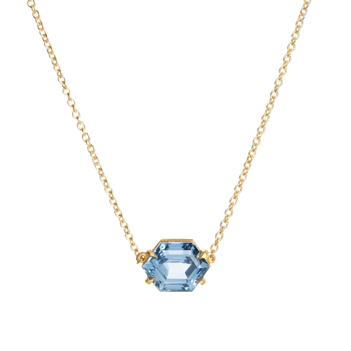 Bell Bird In House Necklaces Bell Bird Hexagon Sapphire Pendant Necklace