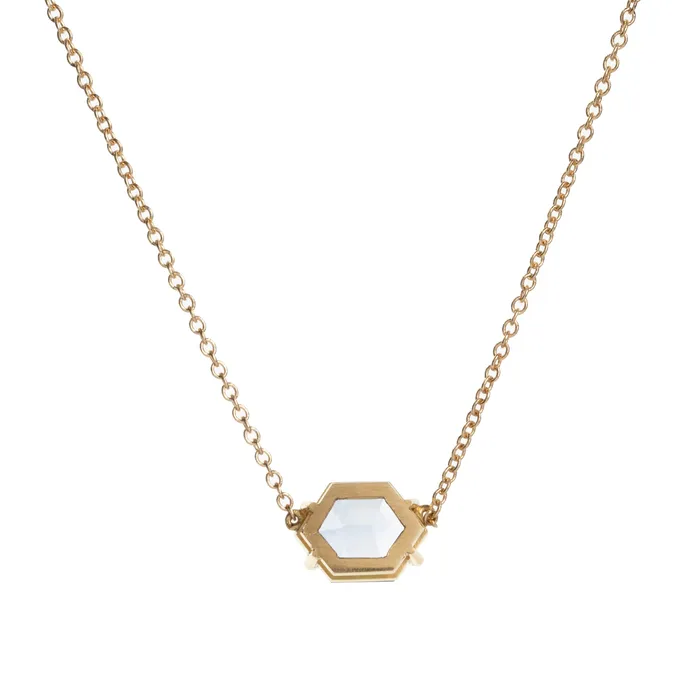 Bell Bird In House Necklaces Bell Bird Hexagon Sapphire Pendant Necklace