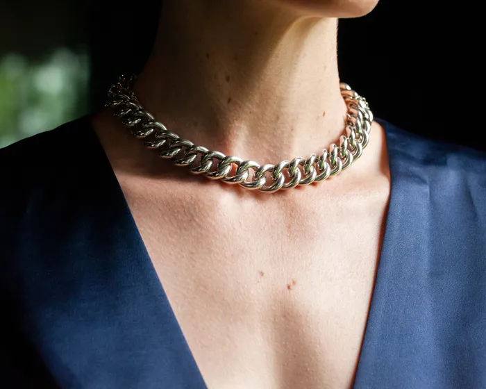 Bracelets Bell Bird Antiques Late 19th Century Swedish Oversized Curb Link Bracelet and Necklace Set