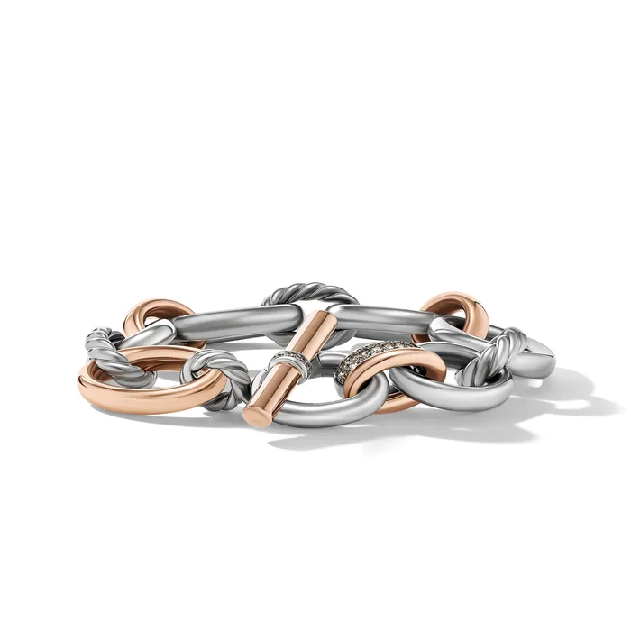 Bracelets David Yurman DY Mercer Melange Bracelet in Sterling Silver with 18K Rose Gold and Pav Cognac Diamonds Bracelets David Yurman DY Mercer Melange Bracelet in Sterling Silver with 18K Rose Gold and Pav Cognac Diamonds