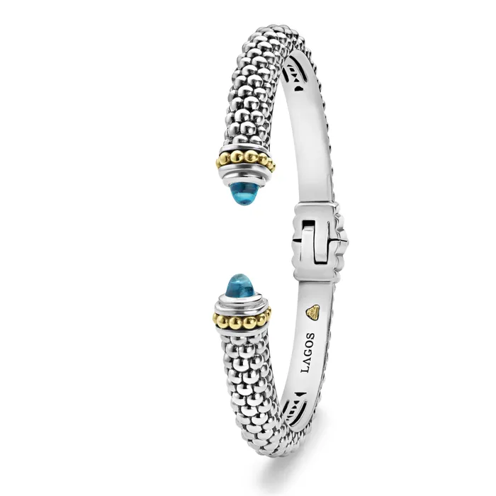 Caviar Color Swiss Blue Topaz Cuff Bracelet 8mm LAGOS Bracelets