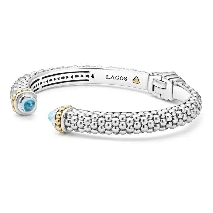 Caviar Color Swiss Blue Topaz Cuff Bracelet 8mm LAGOS Bracelets