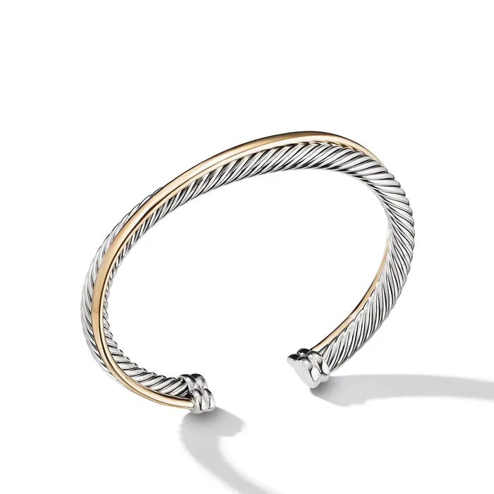 David Yurman Crossover Two Row Cuff Bracelet in Sterling Silver with 18K Yellow Gold 5mm Bracelets David Yurman Crossover Two Row Cuff Bracelet in Sterling Silver with 18K Yellow Gold 5mm Bracelets