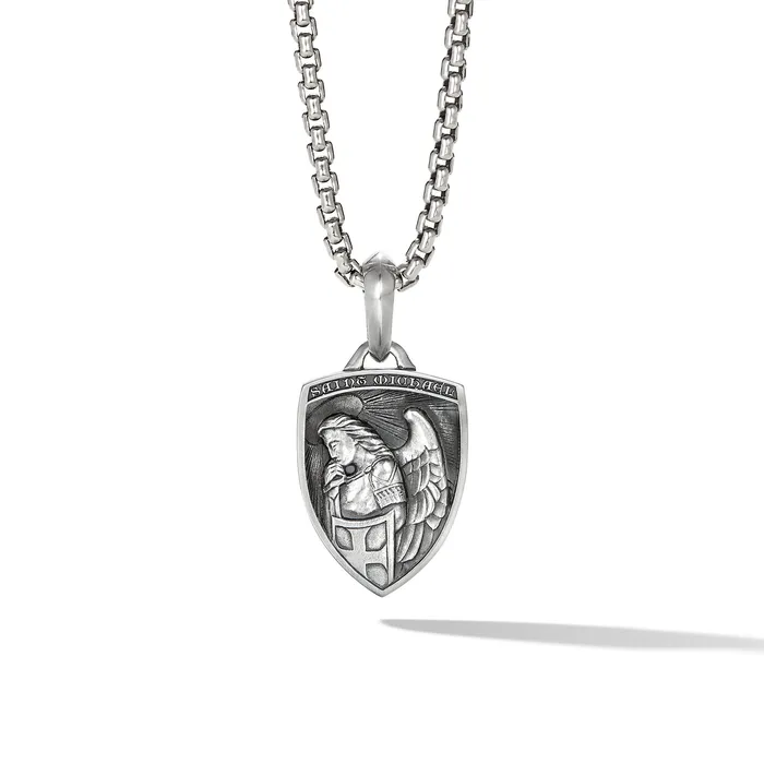 David Yurman St Michael Amulet in Sterling Silver 26mm Rings