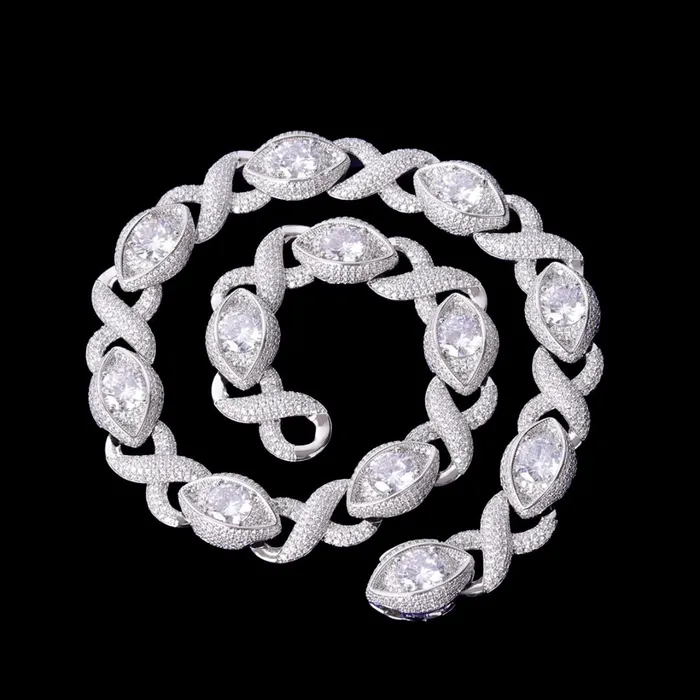 Diamond Eyes Necklaces 20MM Diamond Eyes Infinity Linked Iced Out Diamond Necklace Chain Diamond Eyes Necklaces 20MM Diamond Eyes Infinity Linked Iced Out Diamond Necklace Chain