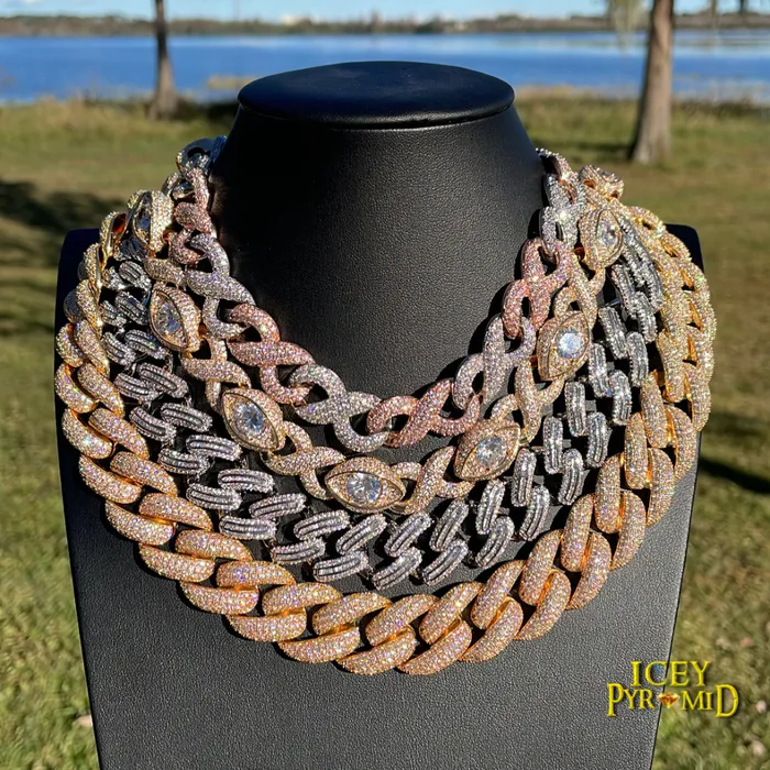 Diamond Eyes Necklaces 20MM Diamond Eyes Infinity Linked Iced Out Diamond Necklace Chain
