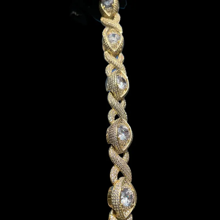 Diamond Eyes Necklaces 20MM Diamond Eyes Infinity Linked Iced Out Diamond Necklace Chain