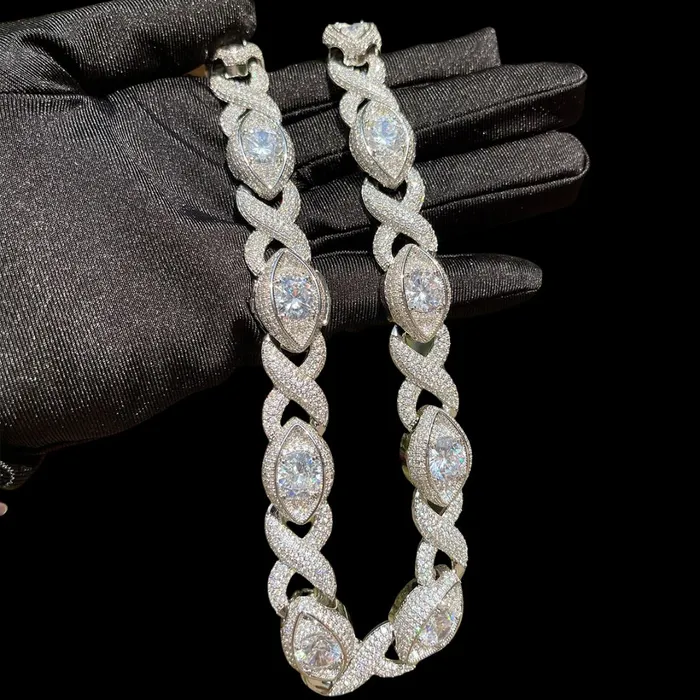 Diamond Eyes Necklaces 20MM Diamond Eyes Infinity Linked Iced Out Diamond Necklace Chain
