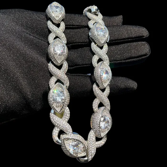 Diamond Eyes Necklaces 20MM Diamond Eyes Infinity Linked Iced Out Diamond Necklace Chain