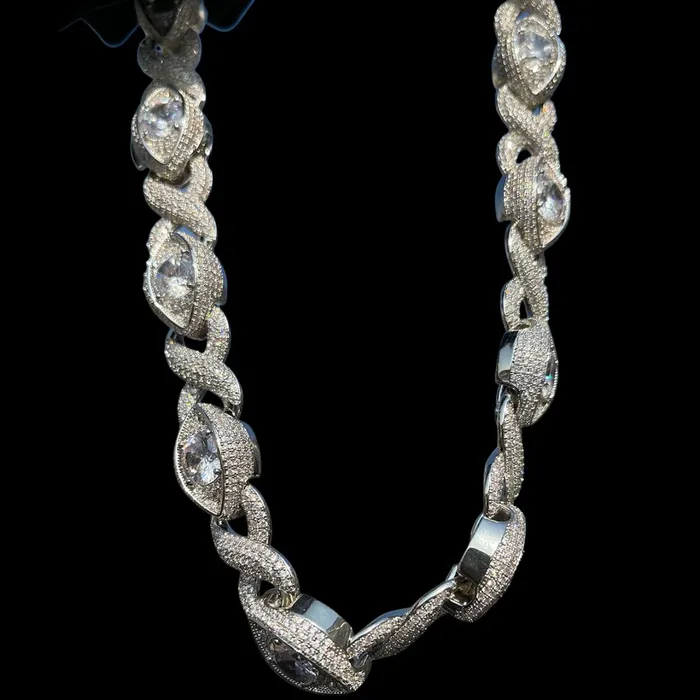 Diamond Eyes Necklaces 20MM Diamond Eyes Infinity Linked Iced Out Diamond Necklace Chain
