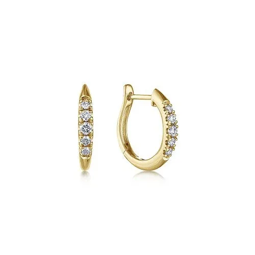 Earrings GABRIEL CO 14K Yellow Gold Classic Round 15mm Diamond Huggie Earrings