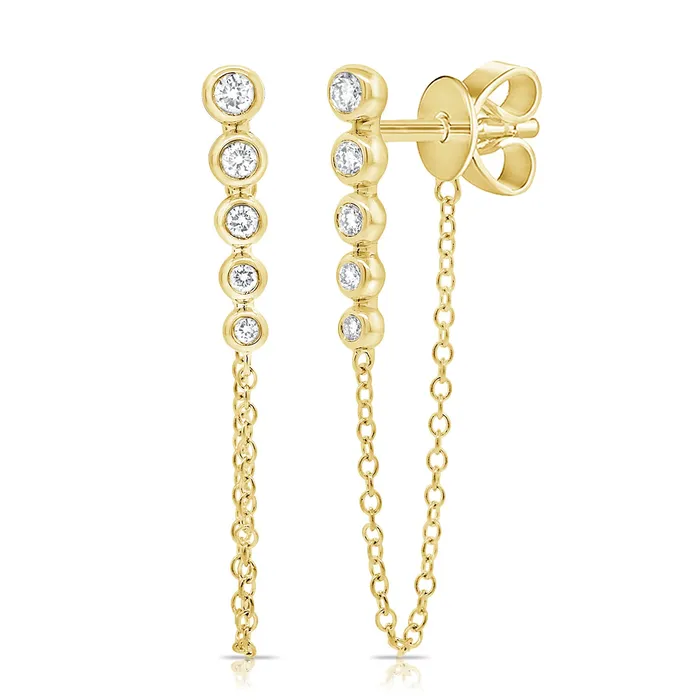 Earrings NicoleHD Jewelry Diamond Five Bezel Chain Earring