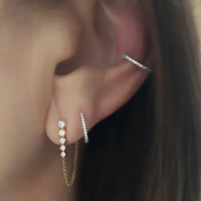 Earrings NicoleHD Jewelry Diamond Five Bezel Chain Earring