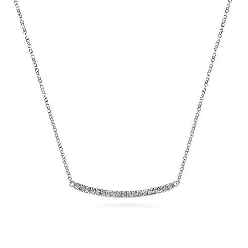 GABRIEL CO 14k White Gold Curving Diamond Bar Necklace Necklaces