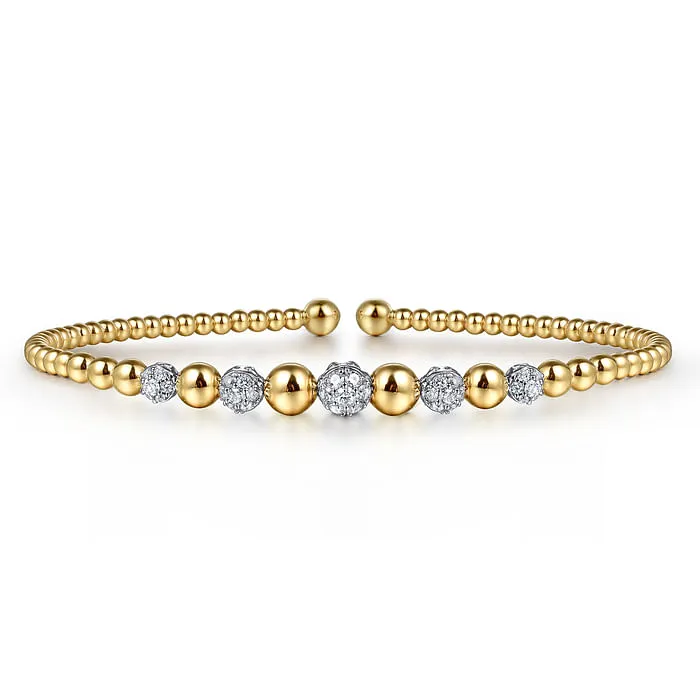 GABRIEL CO 14K YellowWhite Gold Bujukan Diamond Stations Bangle Bracelets GABRIEL CO 14K YellowWhite Gold Bujukan Diamond Stations Bangle Bracelets