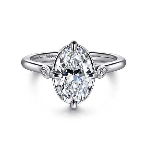 GABRIEL CO Rings 14K White Gold Oval Three Stone Diamond Engagement Ring GABRIEL CO Rings 14K White Gold Oval Three Stone Diamond Engagement Ring