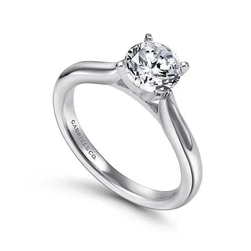 GABRIEL CO Rings 14K White Gold Round Diamond Engagement Ring