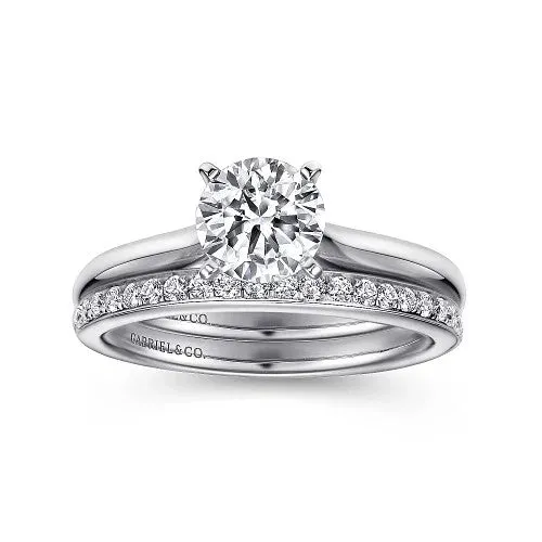 GABRIEL CO Rings 14K White Gold Round Diamond Engagement Ring