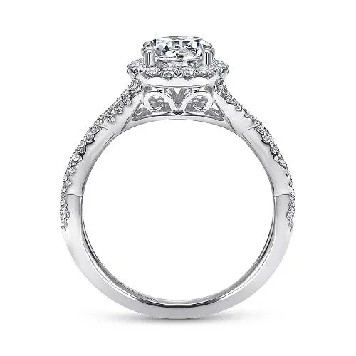 GABRIEL CO Rings 14K White Gold Round Halo Diamond Engagement Ring