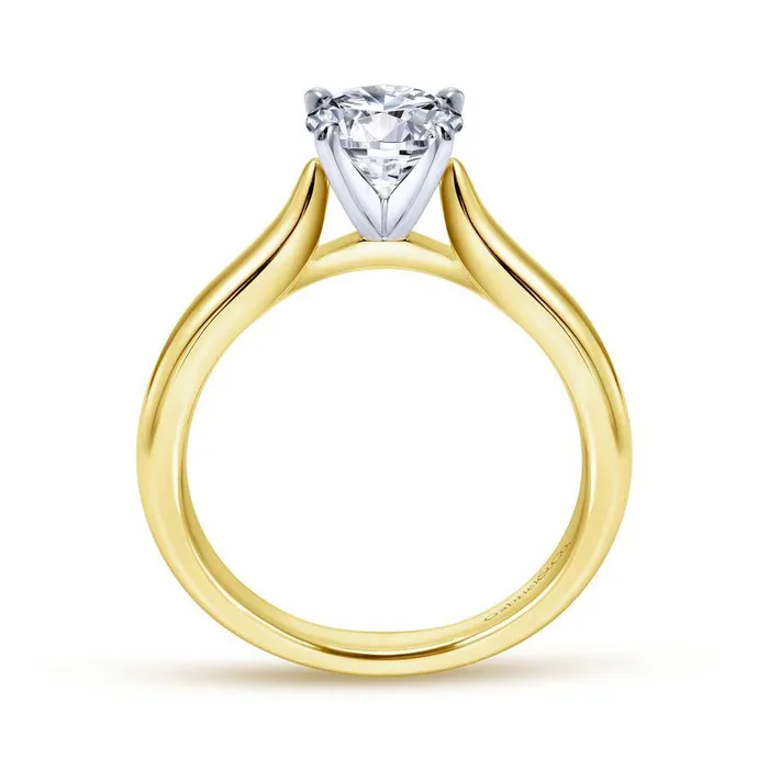 GABRIEL CO Rings 14K WhiteYellow Gold Round Diamond Engagement Ring