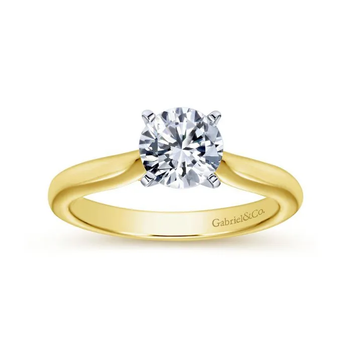 GABRIEL CO Rings 14K WhiteYellow Gold Round Diamond Engagement Ring
