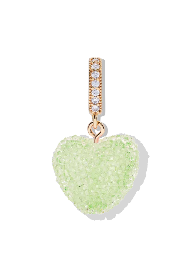 Jelly Heart Pave Connector Pistachio Crystal Haze Jewelry EU Necklaces