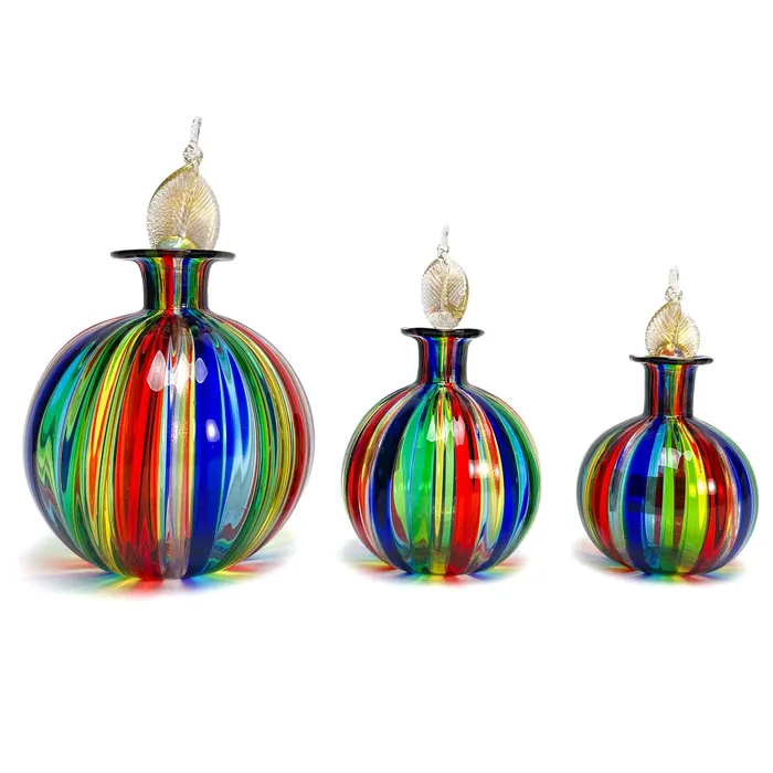 La Fornasotta Round Rainbow Glass Bottle Rings