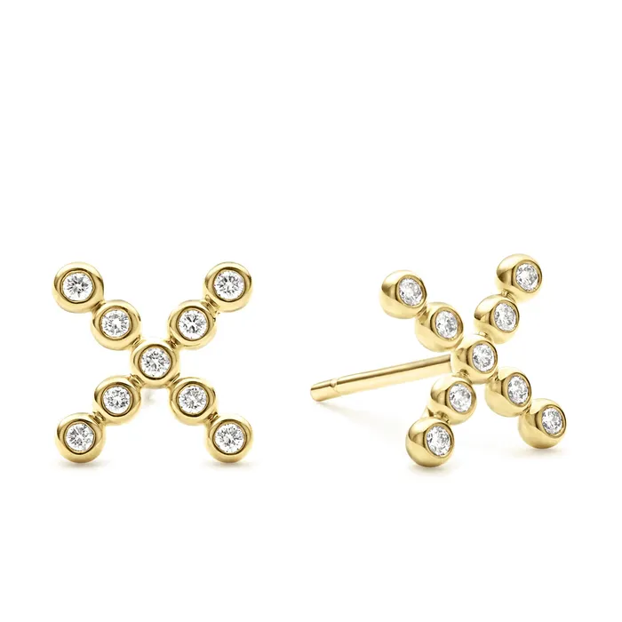 LAGOS Earrings KSL 18K Gold X Diamond Stud Earrings