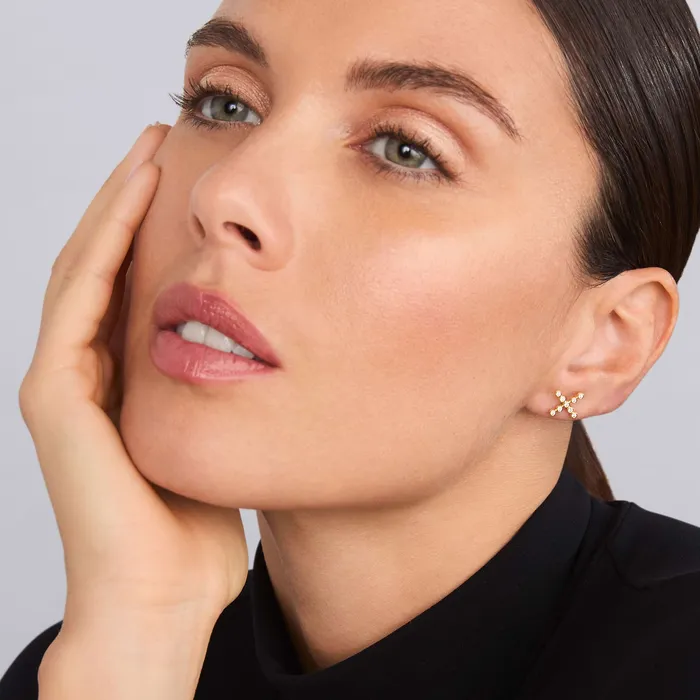 LAGOS Earrings KSL 18K Gold X Diamond Stud Earrings