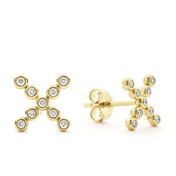 LAGOS Earrings KSL 18K Gold X Diamond Stud Earrings