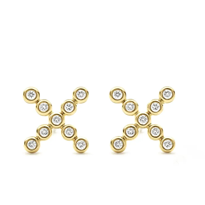 LAGOS Earrings KSL 18K Gold X Diamond Stud Earrings