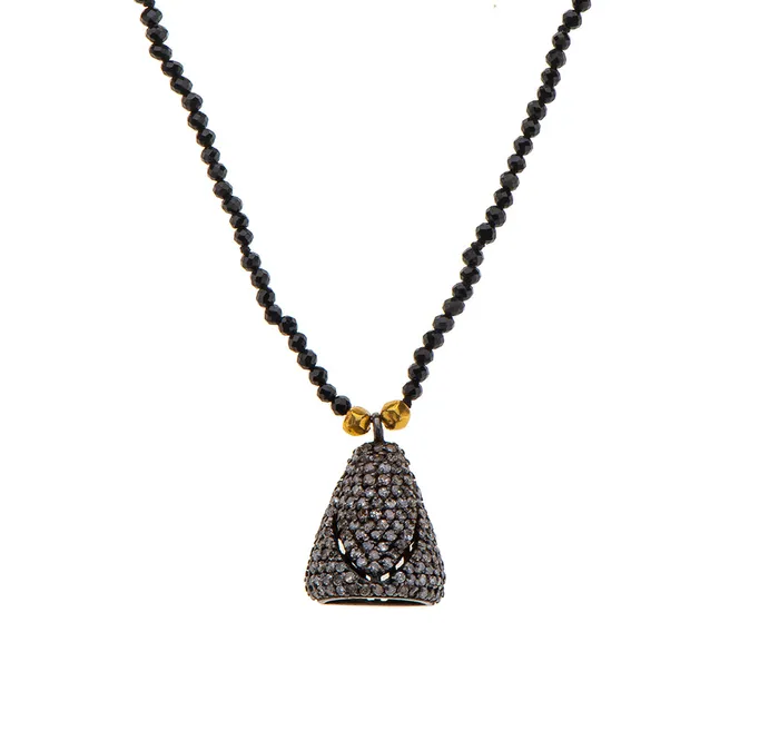 Nava Zahavi Silver Diamonds Bell and Spinel Necklace Nava Zahavi Necklaces