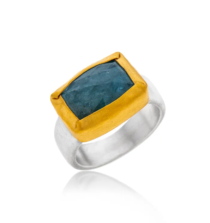 Nava Zahavi Yellow Gold Ocean Aqua Ring Nava Zahavi Rings