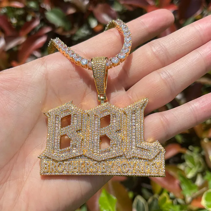 Necklaces BBL Brothers By Loyalty Iced Out Diamond Pendant Necklace Brothers By Loyalty