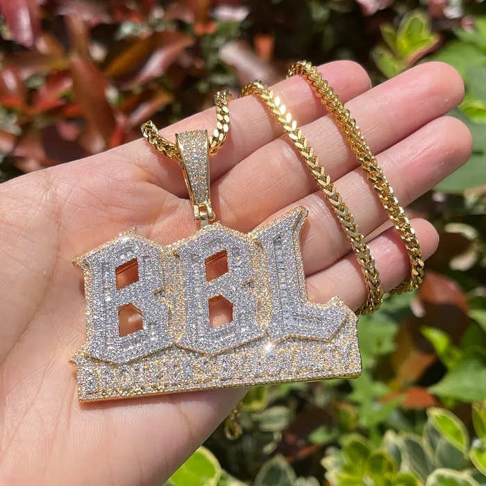 Necklaces BBL Brothers By Loyalty Iced Out Diamond Pendant Necklace Brothers By Loyalty