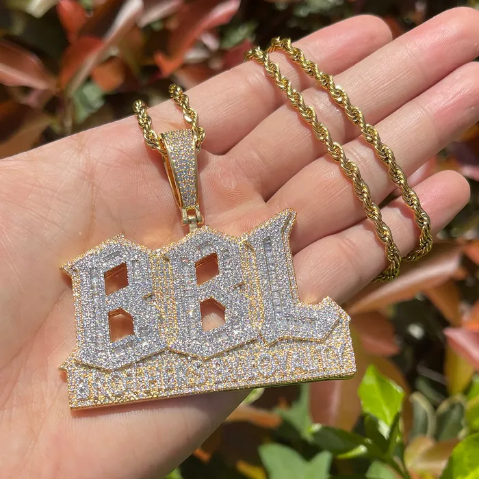 Necklaces BBL Brothers By Loyalty Iced Out Diamond Pendant Necklace Brothers By Loyalty