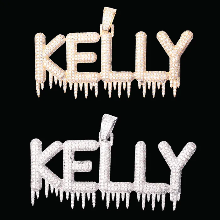 Necklaces DRIPPY Hanging Iced Letters Personalized Custom Name Necklace Pendant