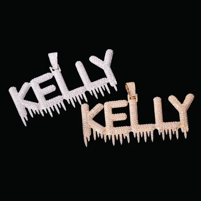 Necklaces DRIPPY Hanging Iced Letters Personalized Custom Name Necklace Pendant