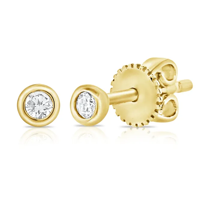 NicoleHD Jewelry Earrings Small Bezel Set Diamond Stud Earrings