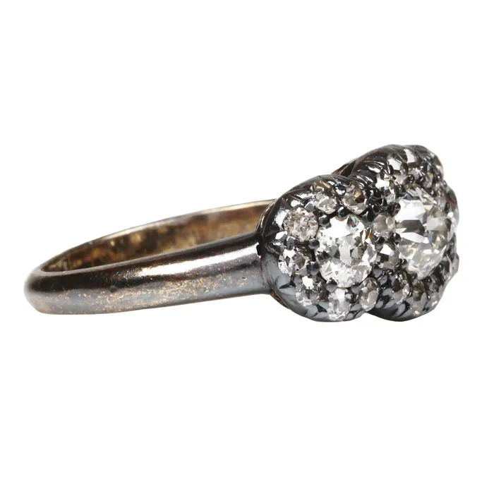 Rings 19th Century Cluster Diamond Ring Bell Bird Antiques