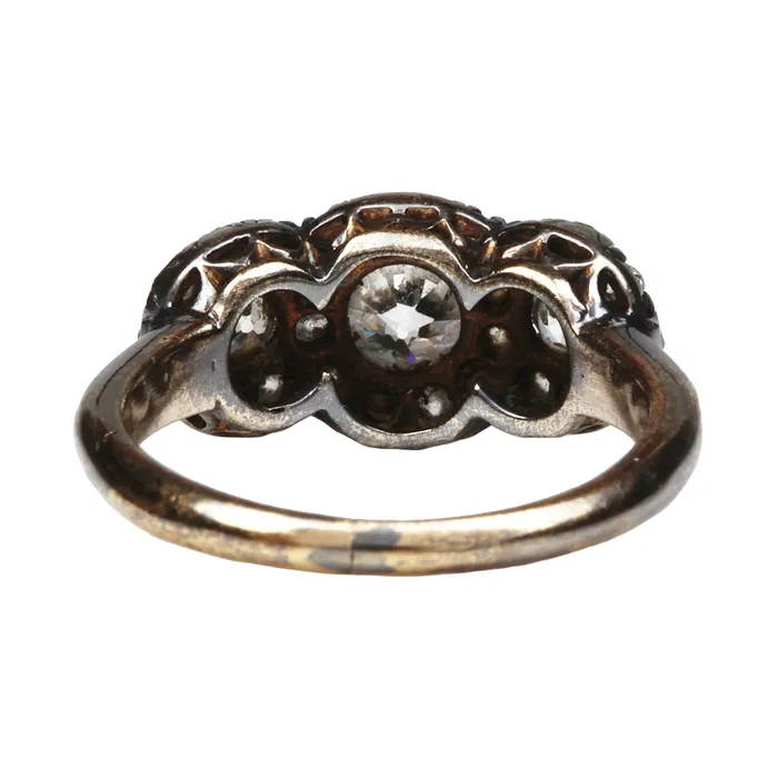 Rings 19th Century Cluster Diamond Ring Bell Bird Antiques